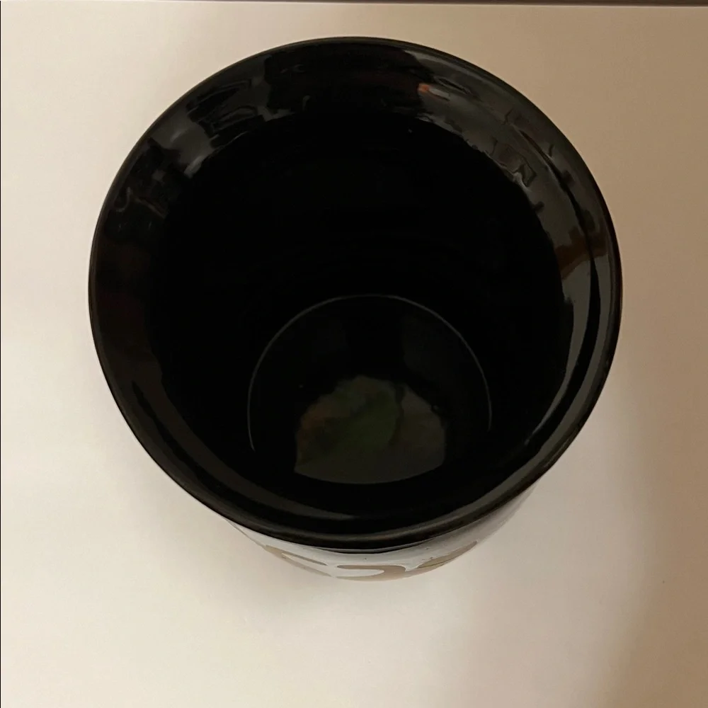 Vintage 1998 Hermitage Black Ceramic Pottery with White Cat Silhouettes